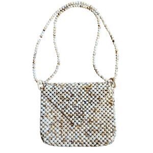 Rachel Ashwell Anthropologie Marbled Beaded Boho Clutch Crossbody Shoulder Bag